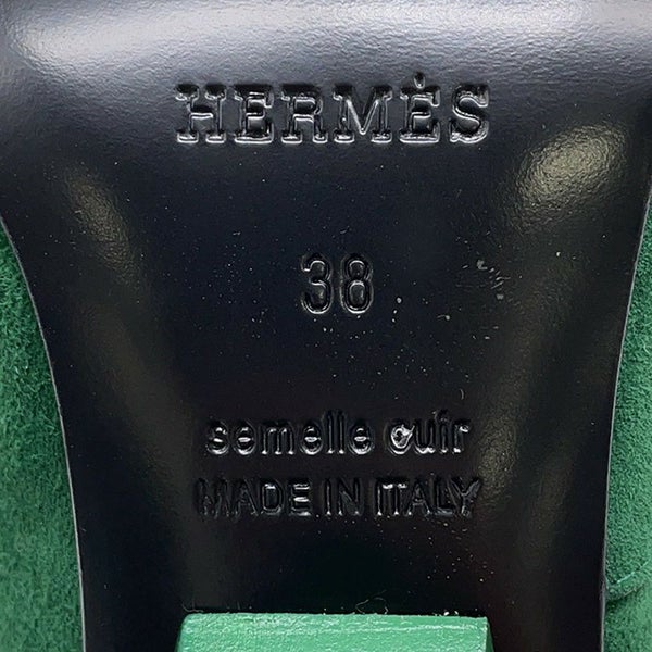エルメス パンプス ファタル85 グリーン スエード レディースサイズ38 HERMES 靴