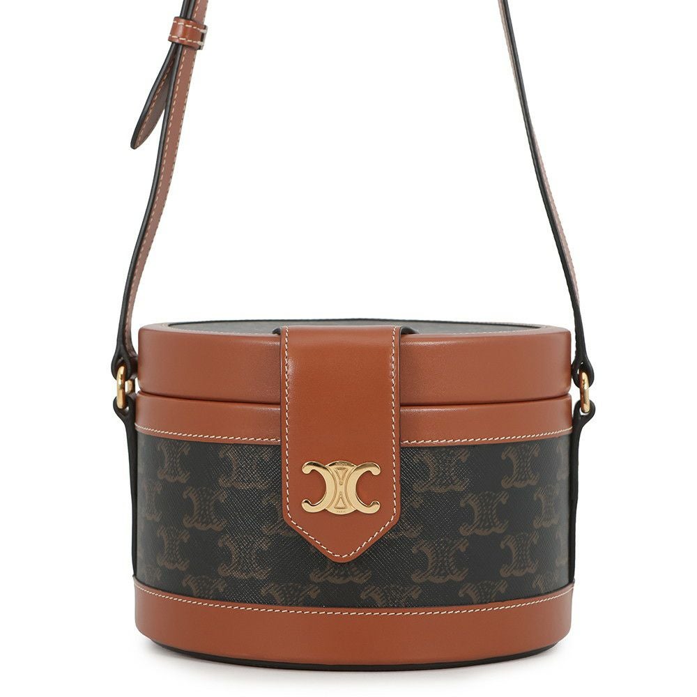 セリーヌ ショルダーバッグ トリオンフ タンブール ミディアム PVC レザー 195192 CELINE ブラウン セリーヌ ショルダーバッグ トリオンフ タンブール ミディアム PVC