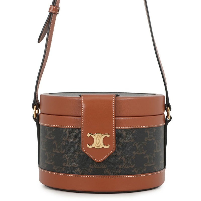 セリーヌ ショルダーバッグ トリオンフ タンブール ミディアム PVC レザー 195192 CELINE ブラウン