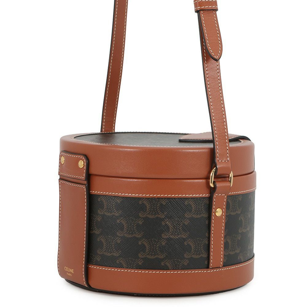 セリーヌ ショルダーバッグ トリオンフ タンブール ミディアム PVC レザー 195192 CELINE ブラウン セリーヌ ショルダーバッグ トリオンフ タンブール ミディアム PVC