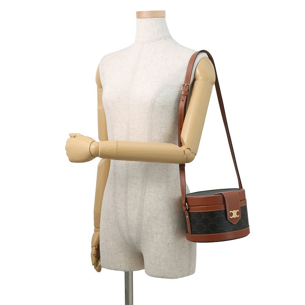 セリーヌ ショルダーバッグ トリオンフ タンブール ミディアム PVC レザー 195192 CELINE ブラウン セリーヌ ショルダーバッグ トリオンフ タンブール ミディアム PVC