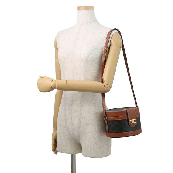 セリーヌ ショルダーバッグ トリオンフ タンブール ミディアム PVC レザー 195192 CELINE ブラウン