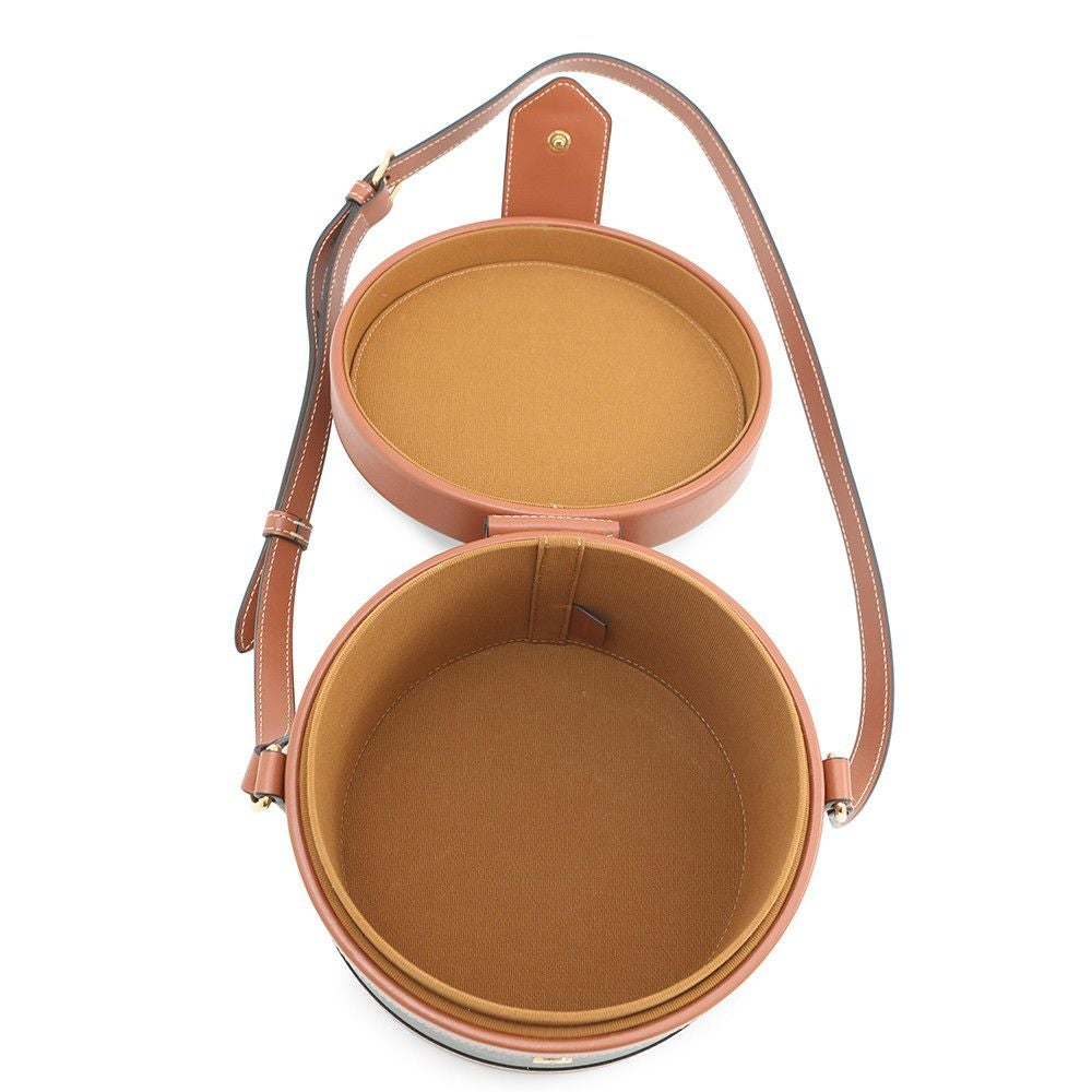 セリーヌ ショルダーバッグ トリオンフ タンブール ミディアム PVC レザー 195192 CELINE ブラウン セリーヌ ショルダーバッグ トリオンフ タンブール ミディアム PVC