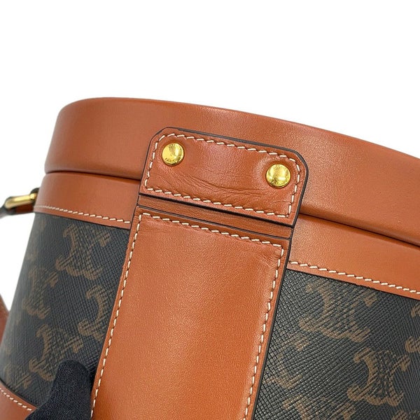 セリーヌ ショルダーバッグ トリオンフ タンブール ミディアム PVC レザー 195192 CELINE ブラウン