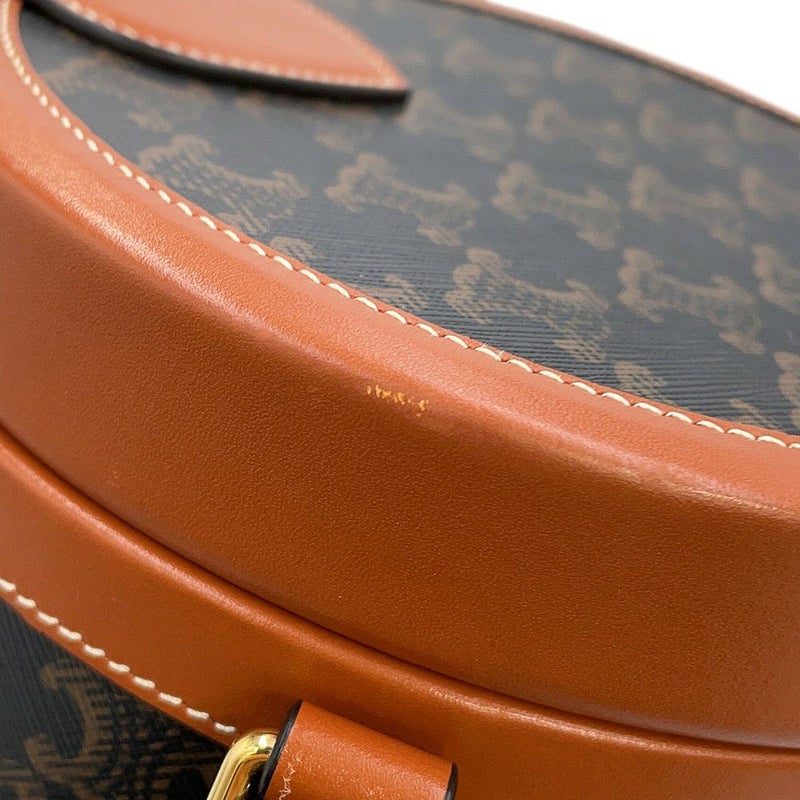 セリーヌ ショルダーバッグ トリオンフ タンブール ミディアム PVC レザー 195192 CELINE ブラウン