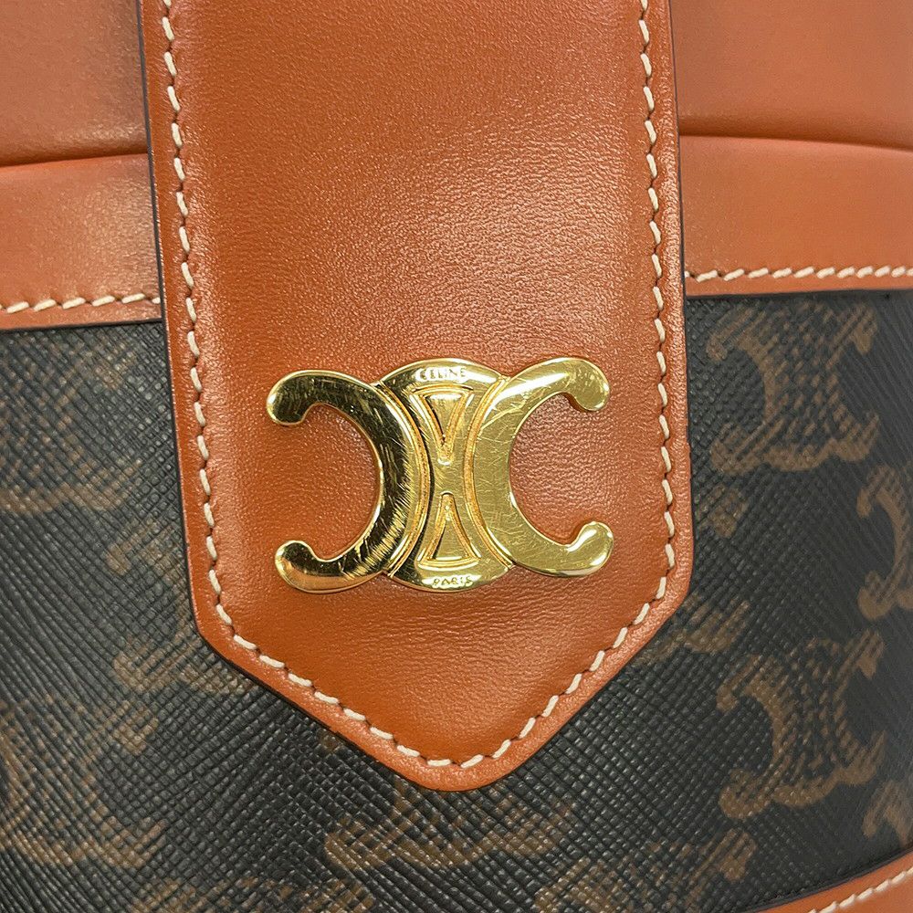 セリーヌ ショルダーバッグ トリオンフ タンブール ミディアム PVC レザー 195192 CELINE ブラウン セリーヌ ショルダーバッグ トリオンフ タンブール ミディアム PVC