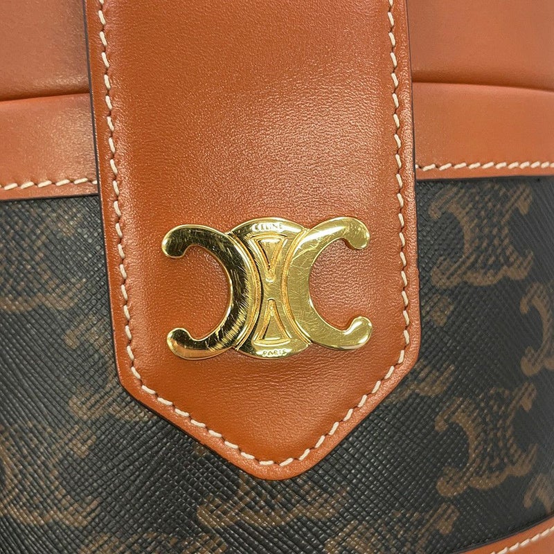 セリーヌ ショルダーバッグ トリオンフ タンブール ミディアム PVC レザー 195192 CELINE ブラウン