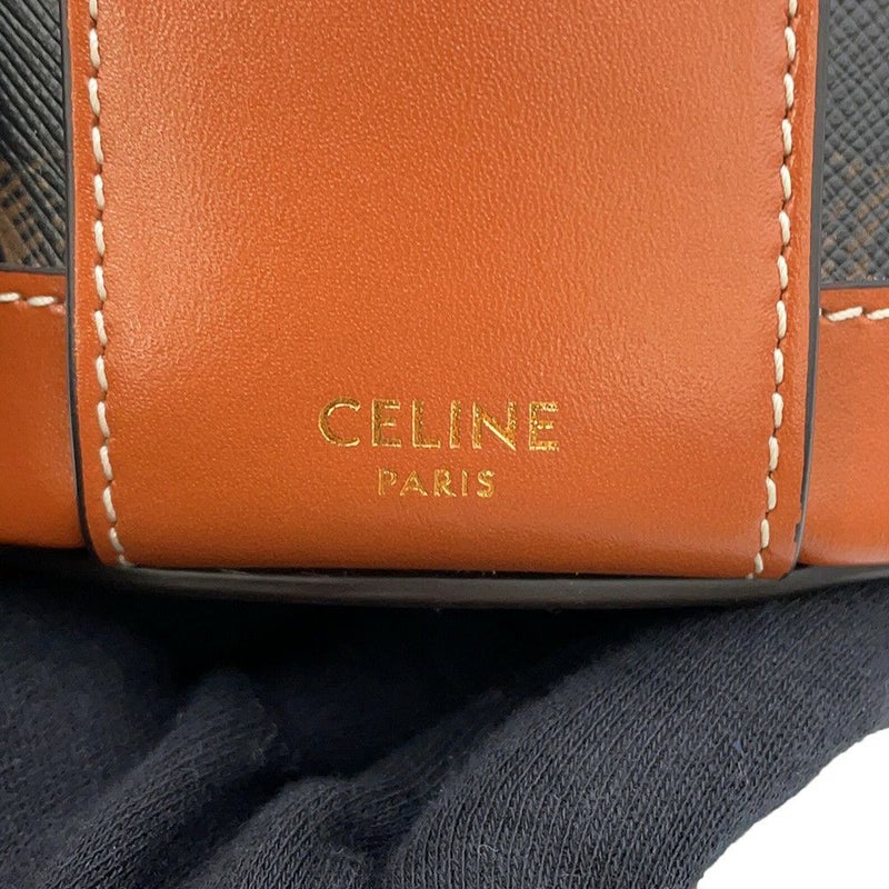 セリーヌ ショルダーバッグ トリオンフ タンブール ミディアム PVC レザー 195192 CELINE ブラウン
