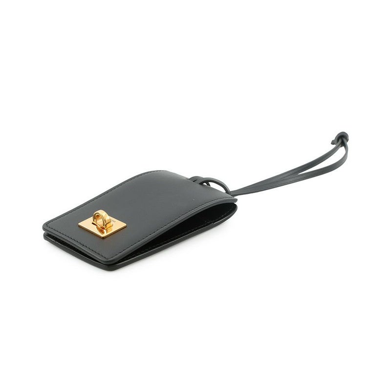 バレンシアガ バッグチャーム タグ キーリングチャーム レザー 8196402ABMB1000 BALENCIAGA 黒