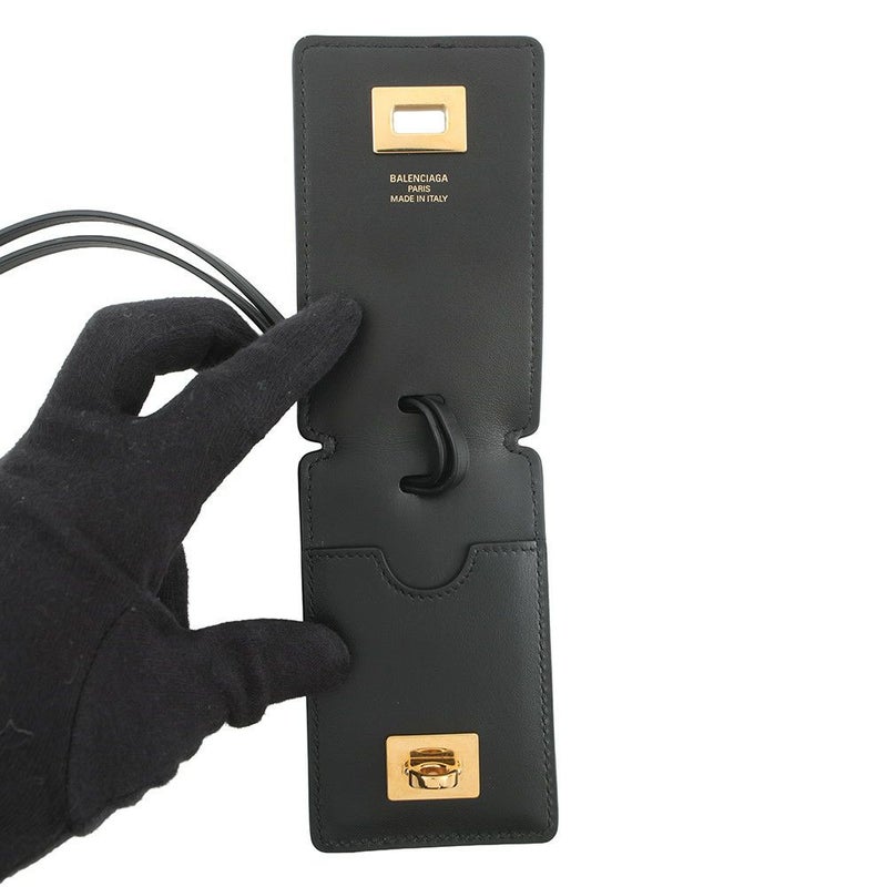 バレンシアガ バッグチャーム タグ キーリングチャーム レザー 8196402ABMB1000 BALENCIAGA 黒