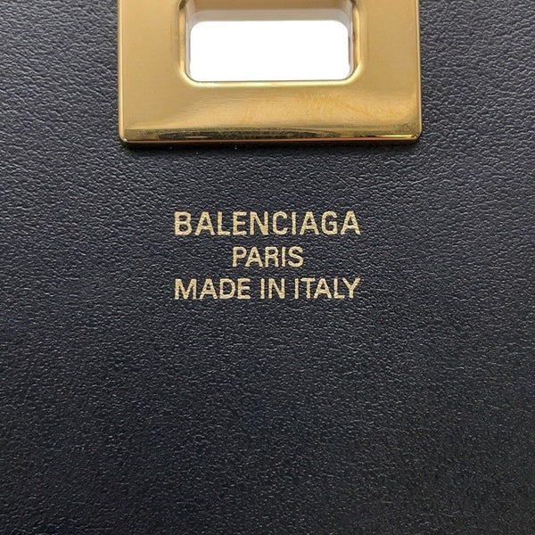 バレンシアガ バッグチャーム タグ キーリングチャーム レザー 8196402ABMB1000 BALENCIAGA 黒