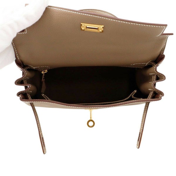 エルメス ハンドバッグ ケリー25 内縫い エトゥープ/ゴールド金具 トゴ W刻印 ２wayショルダー