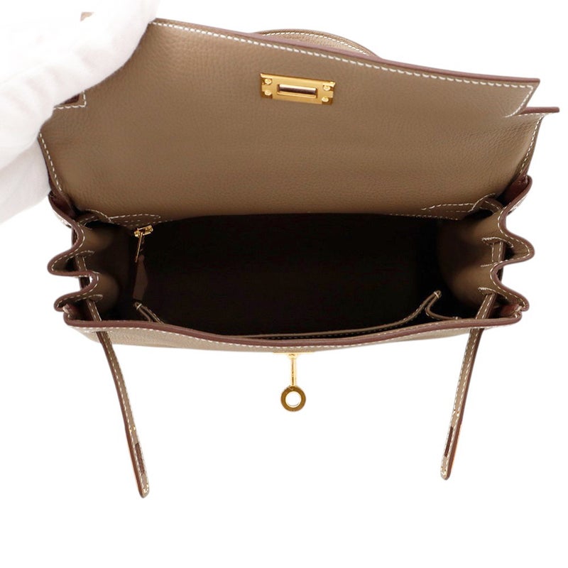 エルメス ハンドバッグ ケリー25 内縫い エトゥープ/ゴールド金具 トゴ W刻印 ２wayショルダー