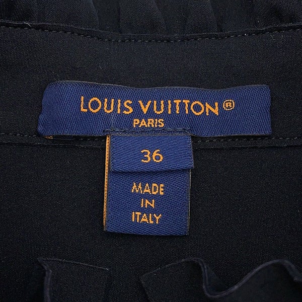 ルイヴィトン ワンピース ラッフルカラ― テクニカルジャージードレス レディースサイズ36 LOUIS VUITTON 黒 ブラック