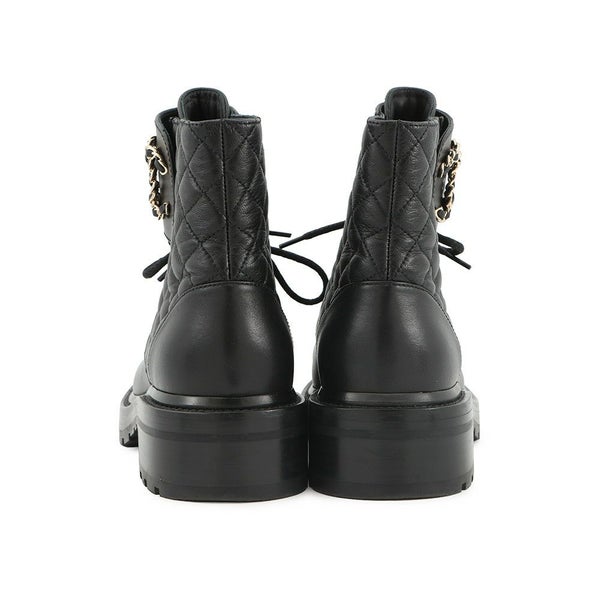 シャネル ショートブーツ マトラッセ ココマーク CHANEL19 レザー レディースサイズ37 1/2C G36424 CHANEL 靴 黒