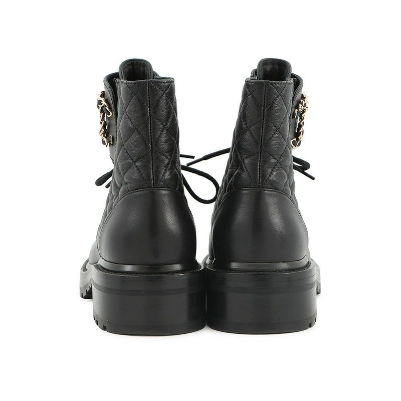 シャネル ショートブーツ マトラッセ ココマーク CHANEL19 レザー レディースサイズ37 1/2C G36424 CHANEL 靴 黒
