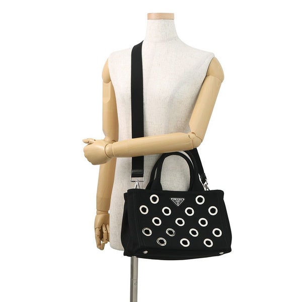 プラダ トートバッグ カナパ CANAPA パンチング キャンバス 1BG439 PRADA 2way 黒