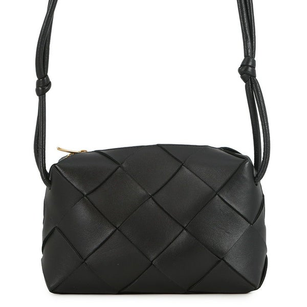 ボッテガヴェネタ ショルダーバッグ イントレチャート スモール カセット ラムスキン 709417 BOTTEGA VENETA 黒