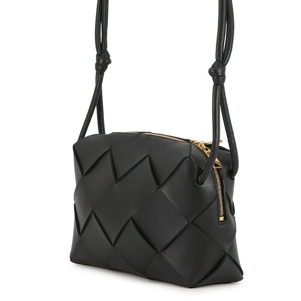 ボッテガヴェネタ ショルダーバッグ イントレチャート スモール カセット ラムスキン 709417 BOTTEGA VENETA 黒