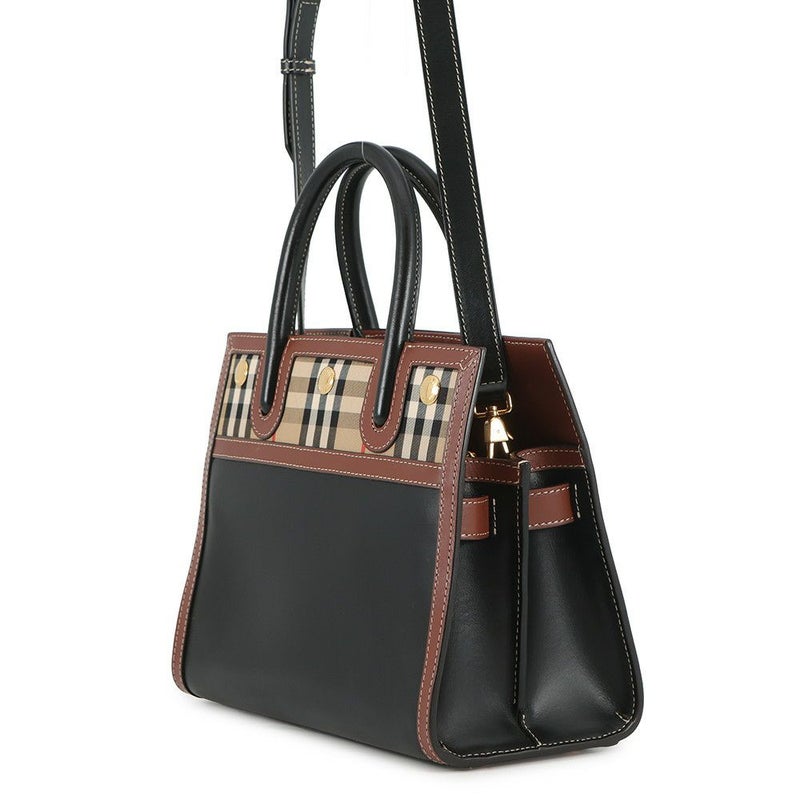 バーバリー ハンドバッグ ヴィンテージチェック ベイビータイトル ダブルハンドル 8025266 BURBERRY 2way 黒