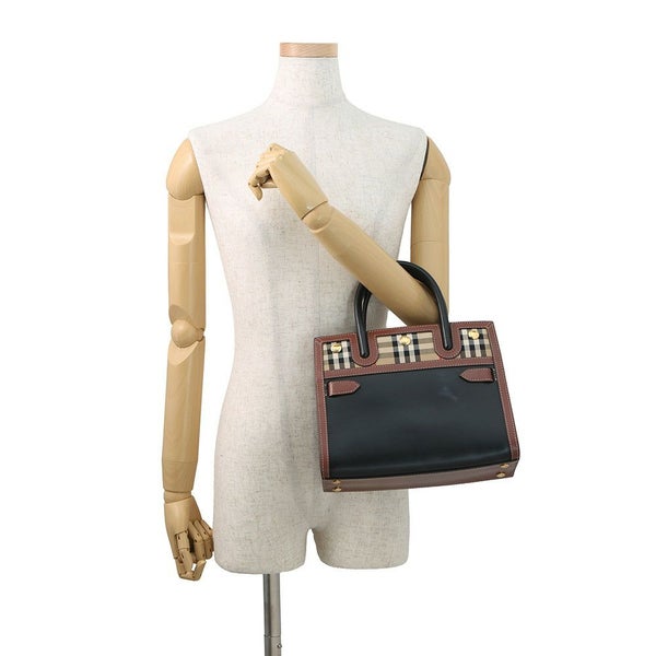 バーバリー ハンドバッグ ヴィンテージチェック ベイビータイトル ダブルハンドル 8025266 BURBERRY 2way 黒
