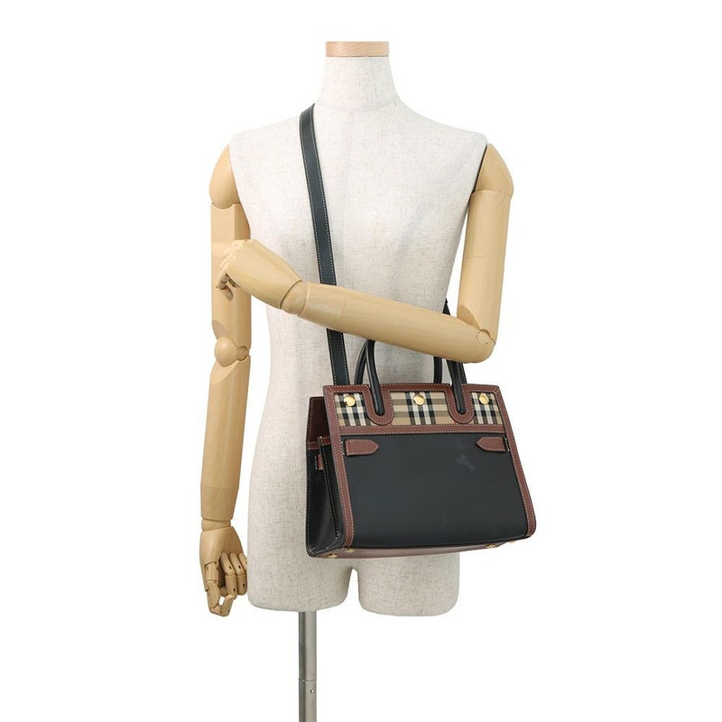 バーバリー ハンドバッグ ヴィンテージチェック ベイビータイトル ダブルハンドル 8025266 BURBERRY 2way 黒