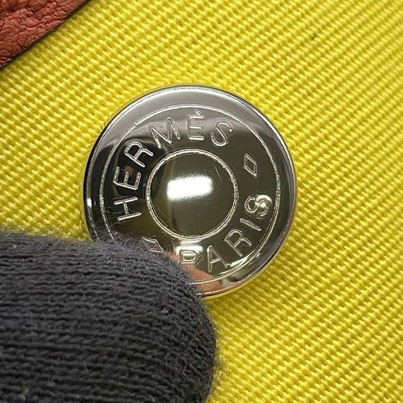 エルメス トートバッグ ガーデンパーティPM ライム/ブラウン/シルバー金具 トワルオフィシエ/ネゴンダ U刻印