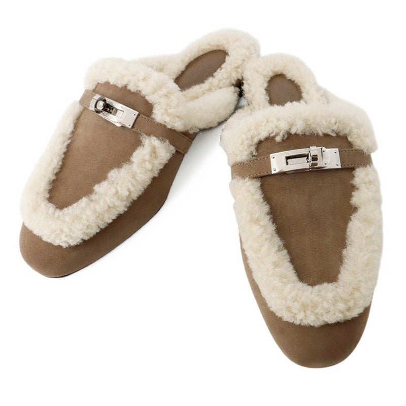 エルメス ミュール オズ OZ シープスキン ベロア レディースサイズ37 HERMES 靴