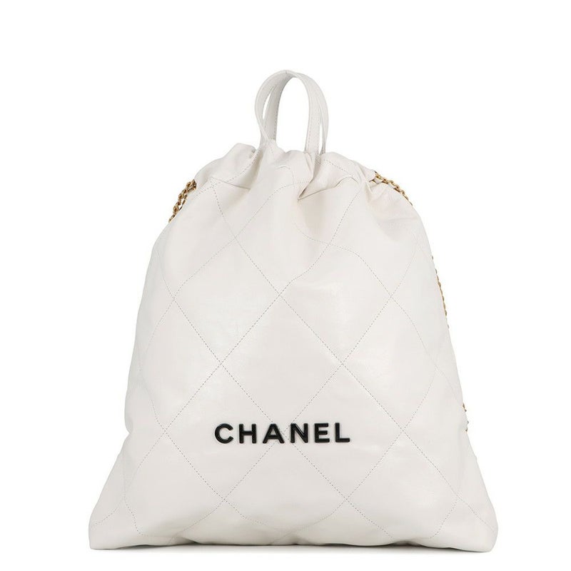 シャネル リュック シャネル22 ラージ レザー AS3313 CHANEL バックパック バッグ 白