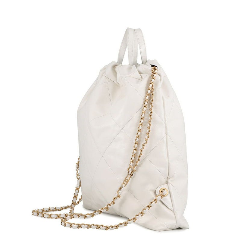 シャネル リュック シャネル22 ラージ レザー AS3313 CHANEL バックパック バッグ 白