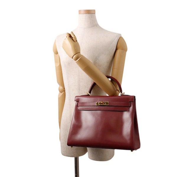 エルメス ハンドバッグ ケリー32 内縫いルージュアッシュ/ゴールド金具 ボックスカーフ □E刻印 ２wayショルダー