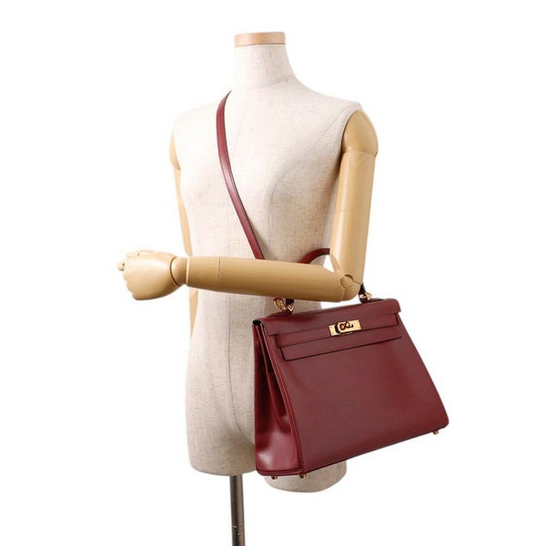 エルメス ハンドバッグ ケリー32 内縫いルージュアッシュ/ゴールド金具 ボックスカーフ □E刻印 ２wayショルダー