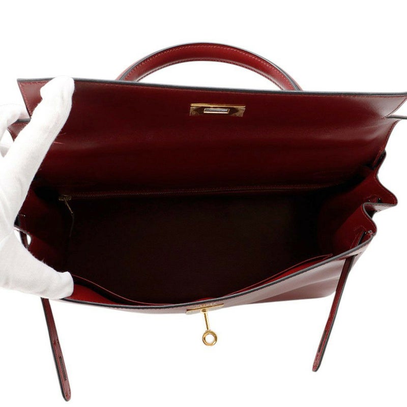 エルメス ハンドバッグ ケリー32 内縫いルージュアッシュ/ゴールド金具 ボックスカーフ □E刻印 ２wayショルダー