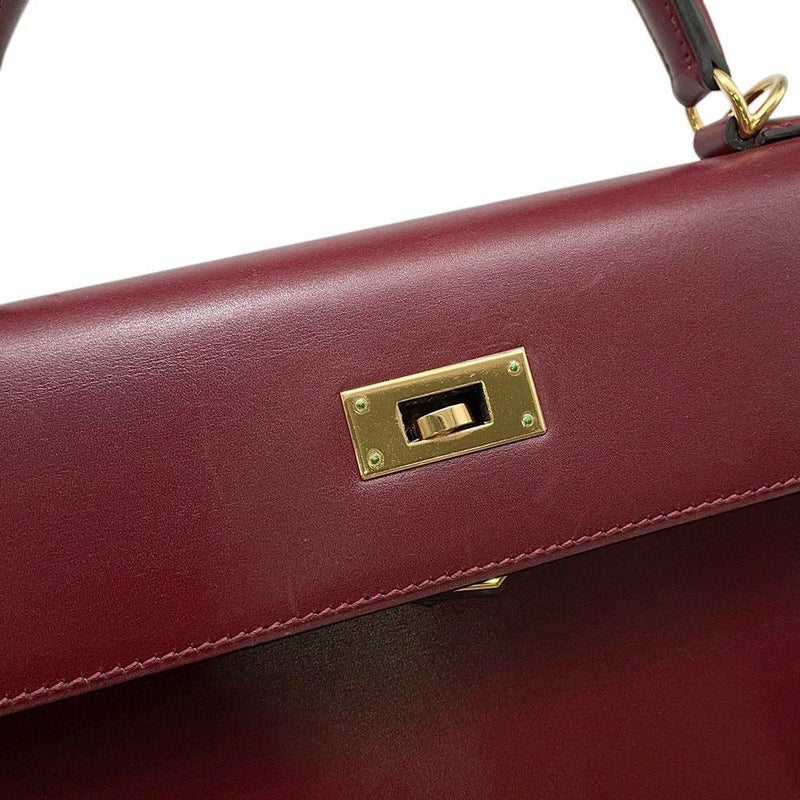 エルメス ハンドバッグ ケリー32 内縫いルージュアッシュ/ゴールド金具 ボックスカーフ □E刻印 ２wayショルダー