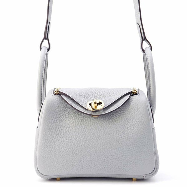 エルメス リンディ ミニ ブルーグラシエ/シルバー金具 トリヨンクレマンス W刻印 2wayショルダー