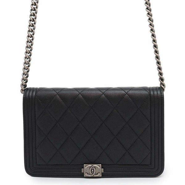 シャネル チェーンウォレット ボーイシャネル マトラッセ ココマーク キャビアスキン AP1117 CHANEL 黒