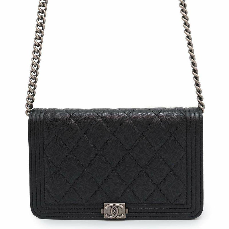 シャネル チェーンウォレット ボーイシャネル マトラッセ ココマーク キャビアスキン AP1117 CHANEL 黒