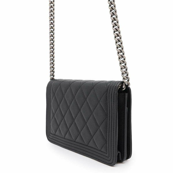 シャネル チェーンウォレット ボーイシャネル マトラッセ ココマーク キャビアスキン AP1117 CHANEL 黒