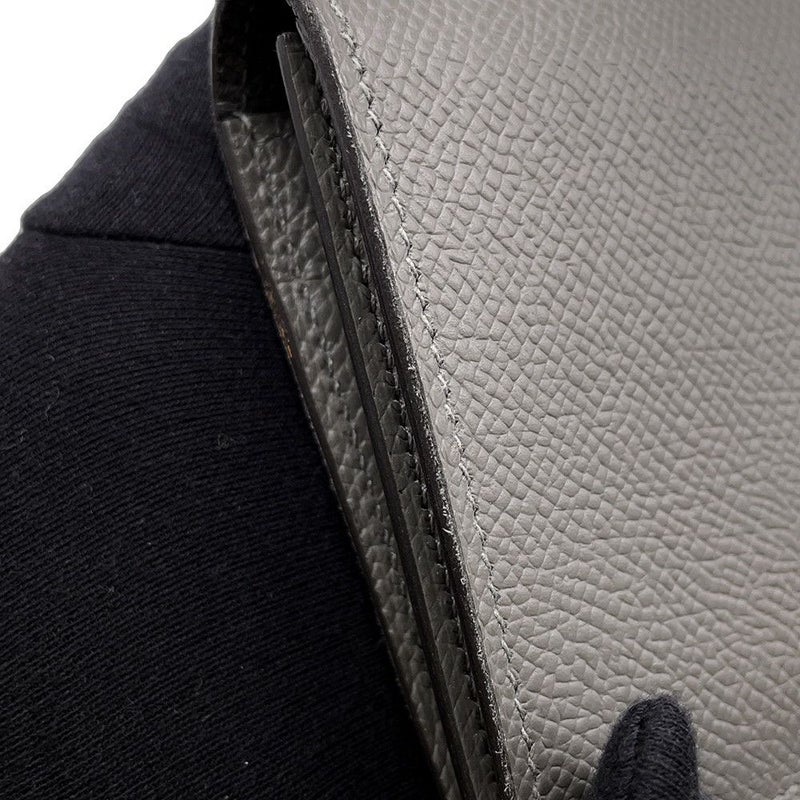 エルメス 二つ折り長財布 シチズンツイル ロング シルクイン グリメイヤー/シルバー金具 エプソン U刻印 メンズ 財布