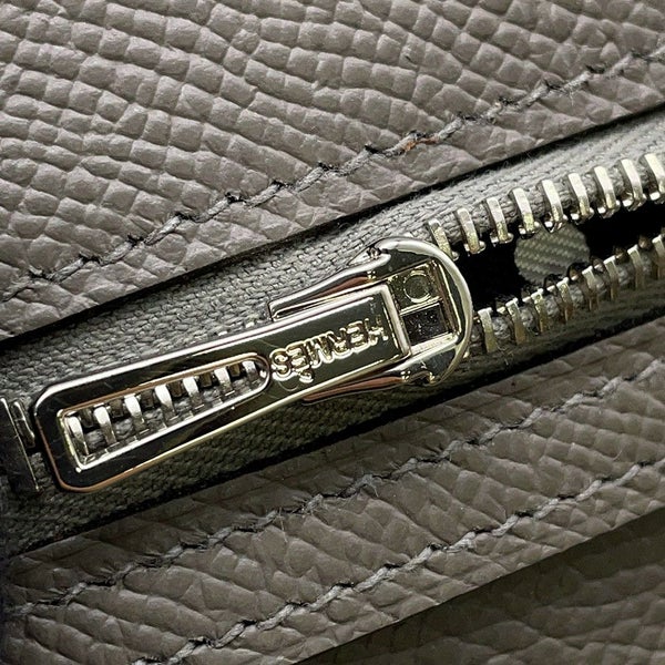 エルメス 二つ折り長財布 シチズンツイル ロング シルクイン グリメイヤー/シルバー金具 エプソン U刻印 メンズ 財布