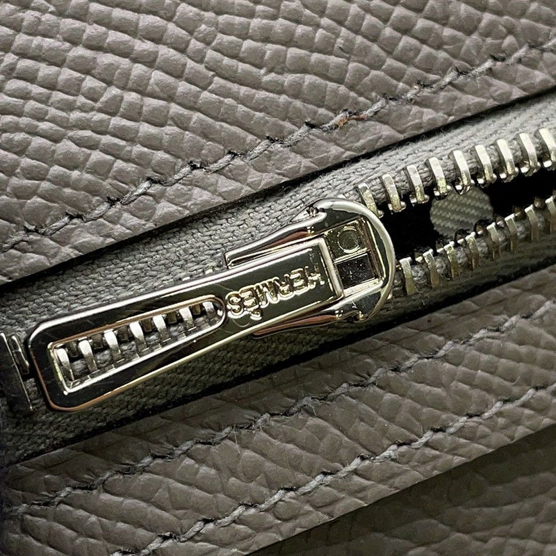 エルメス 二つ折り長財布 シチズンツイル ロング シルクイン グリメイヤー/シルバー金具 エプソン U刻印 メンズ 財布