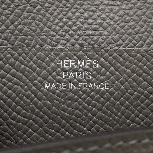 エルメス 二つ折り長財布 シチズンツイル ロング シルクイン グリメイヤー/シルバー金具 エプソン U刻印 メンズ 財布