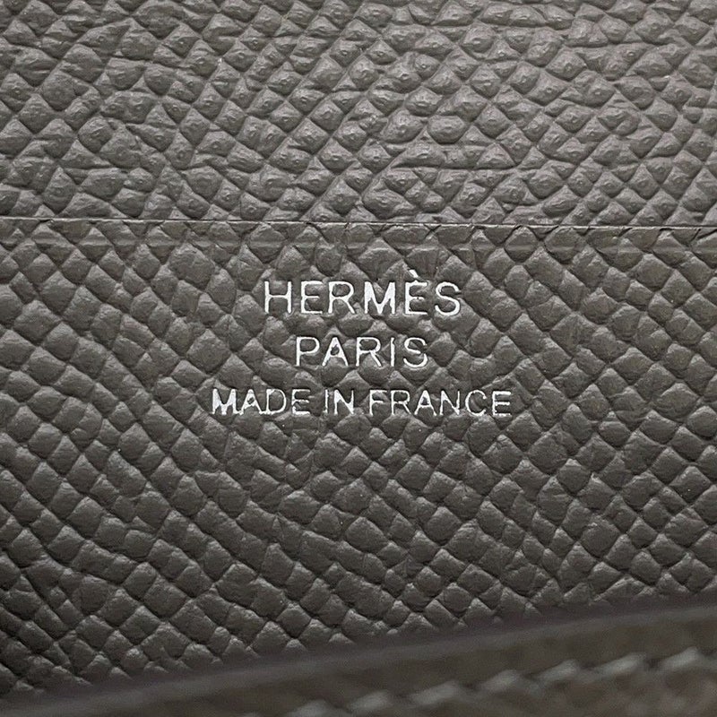 エルメス 二つ折り長財布 シチズンツイル ロング シルクイン グリメイヤー/シルバー金具 エプソン U刻印 メンズ 財布