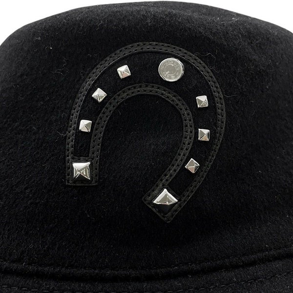 エルメス ハット ハーパー・ラッキー 馬蹄モチーフ カシミヤ サイズ59 HERMES 帽子 黒