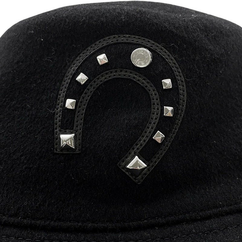 エルメス ハット ハーパー・ラッキー 馬蹄モチーフ カシミヤ サイズ59 HERMES 帽子 黒