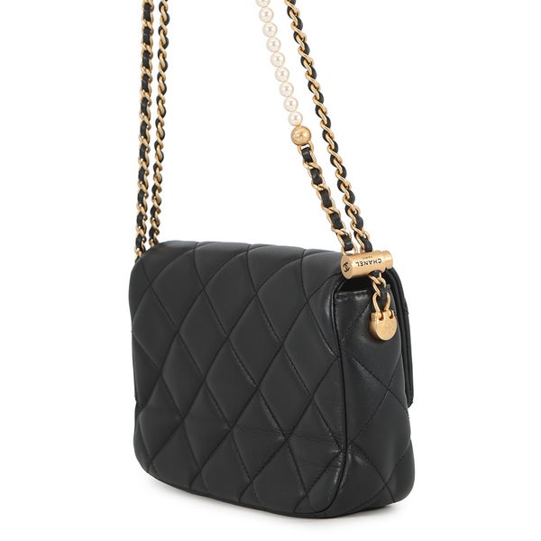 シャネル チェーンショルダーバッグ ミニマトラッセ フェイクパール ラムスキン AS2855 CHANEL バッグ 2ｗay 黒