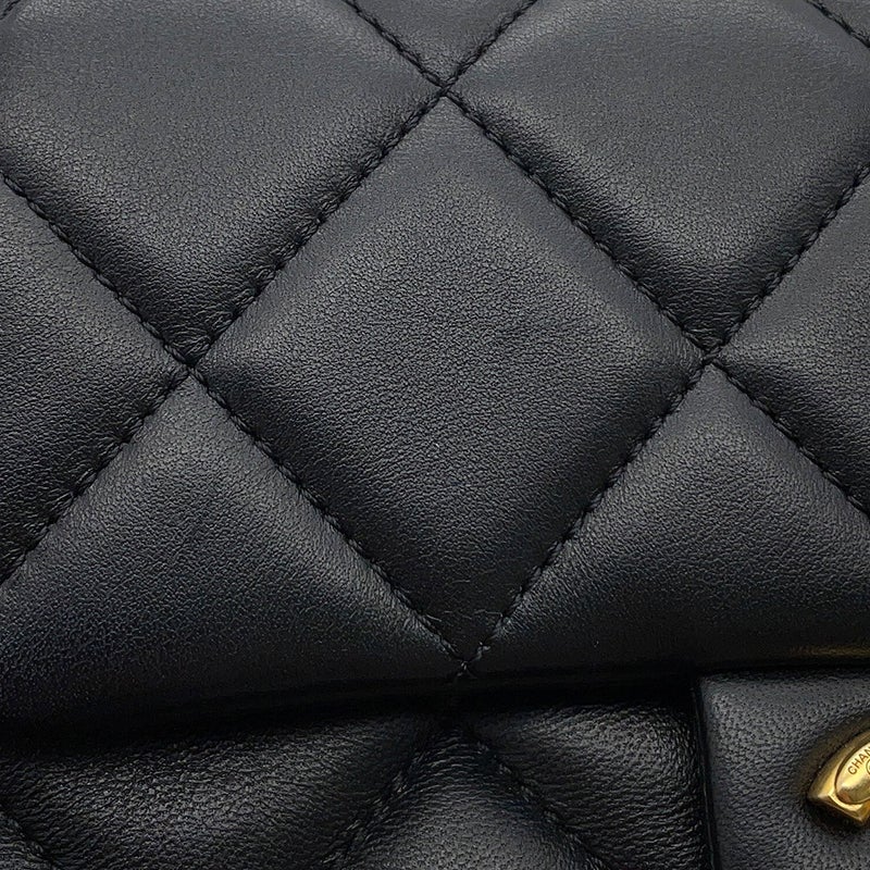 シャネル チェーンショルダーバッグ ミニマトラッセ フェイクパール ラムスキン AS2855 CHANEL バッグ 2ｗay 黒