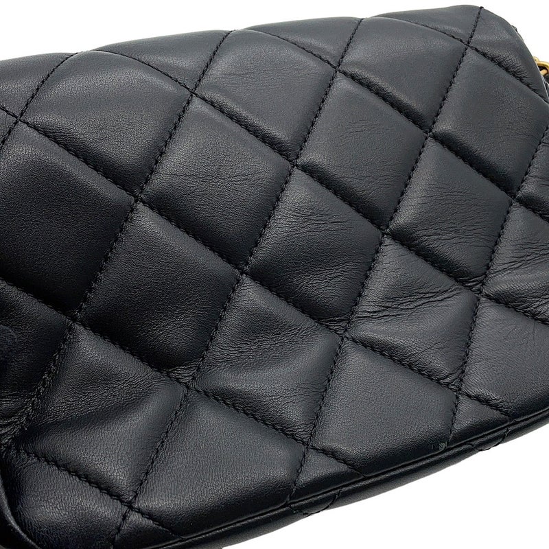 シャネル チェーンショルダーバッグ ミニマトラッセ フェイクパール ラムスキン AS2855 CHANEL バッグ 2ｗay 黒