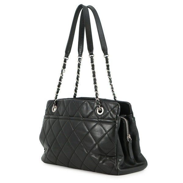 シャネル トートバッグ マトラッセ ココマーク ダブルチェーン キャビアスキン A67294 CHANEL ショルダーバッグ 黒