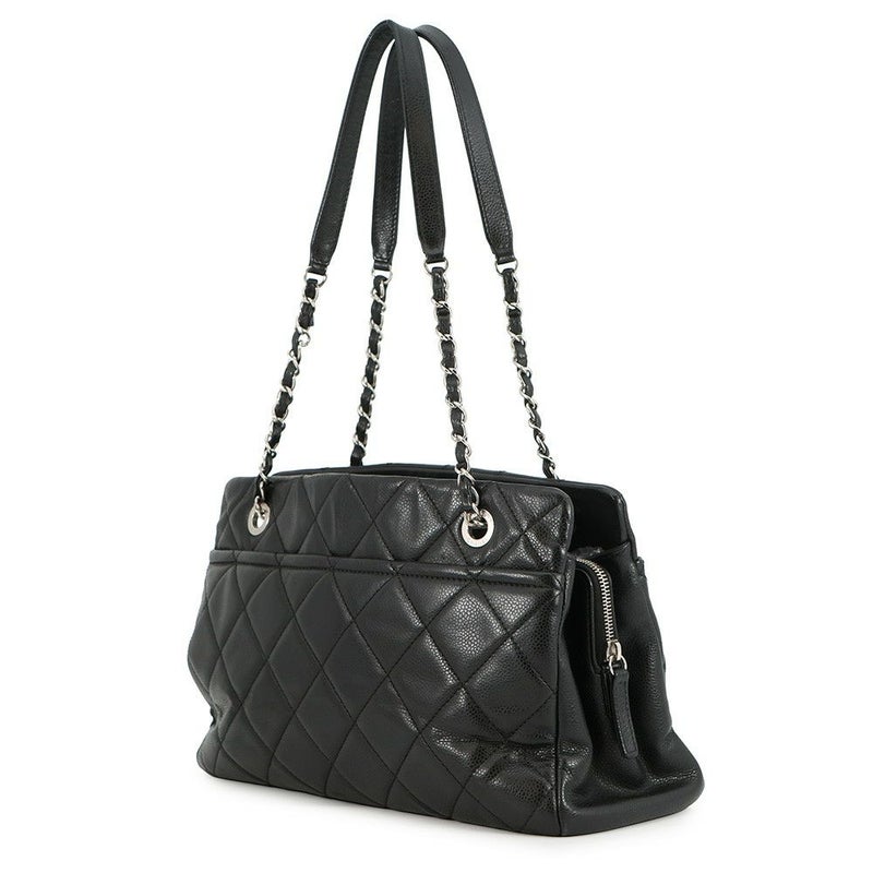 シャネル トートバッグ マトラッセ ココマーク ダブルチェーン キャビアスキン A67294 CHANEL ショルダーバッグ 黒
